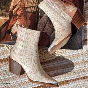 Peach and White Faux Fur Cow Hide Booties